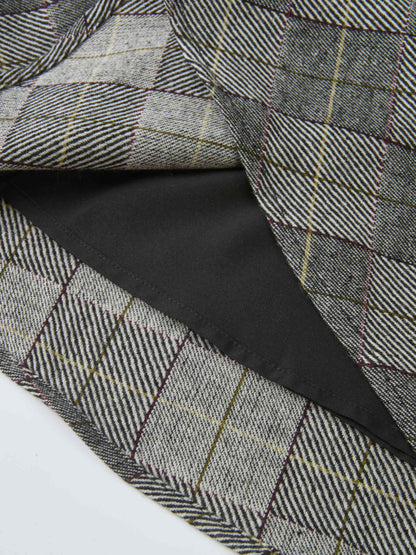 Curved Seam Full Skirt - Boxed Plaid