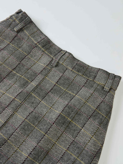 Curved Seam Full Skirt - Boxed Plaid
