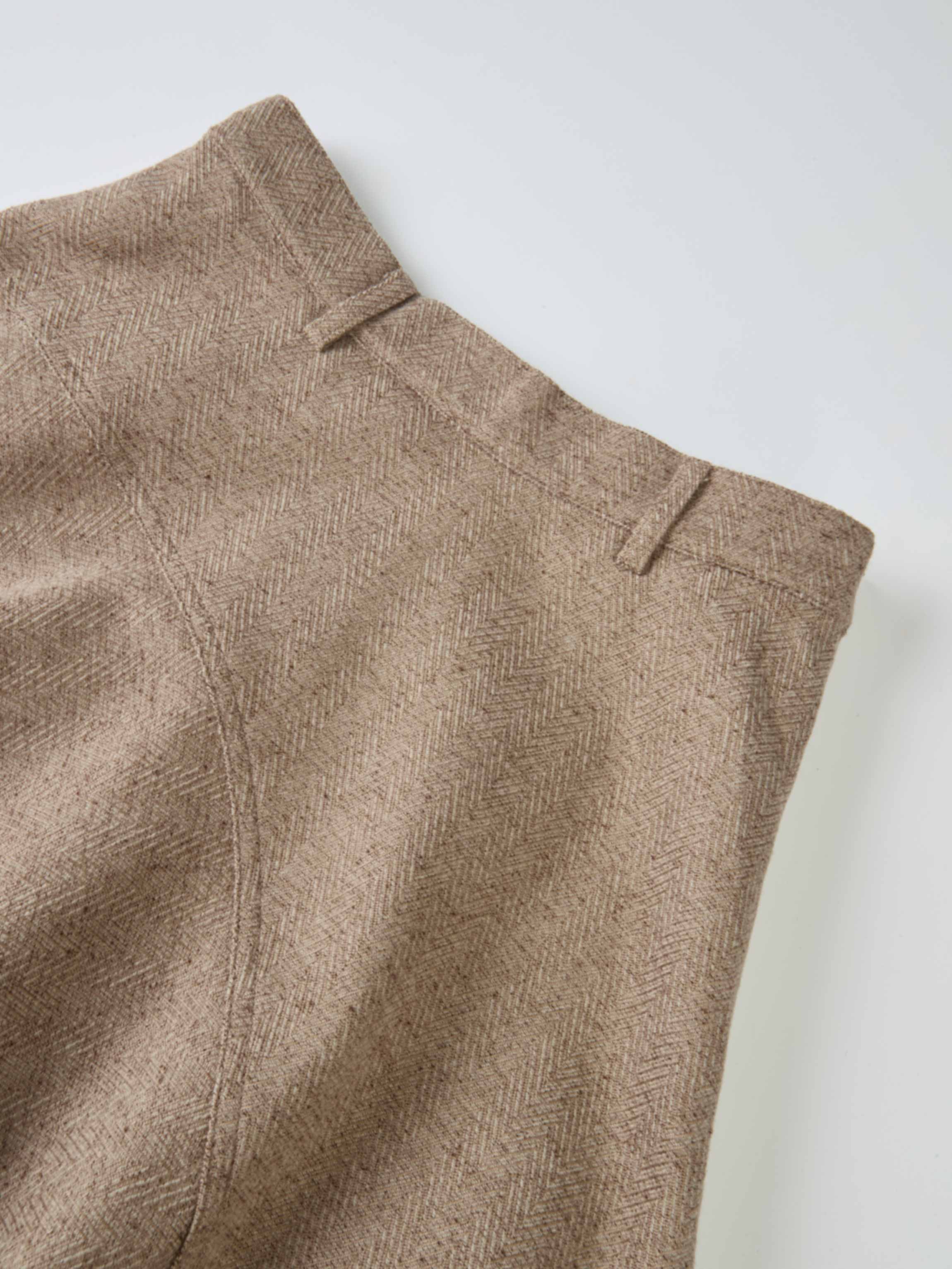 Curved Seam Full Skirt - Camel Herringbone