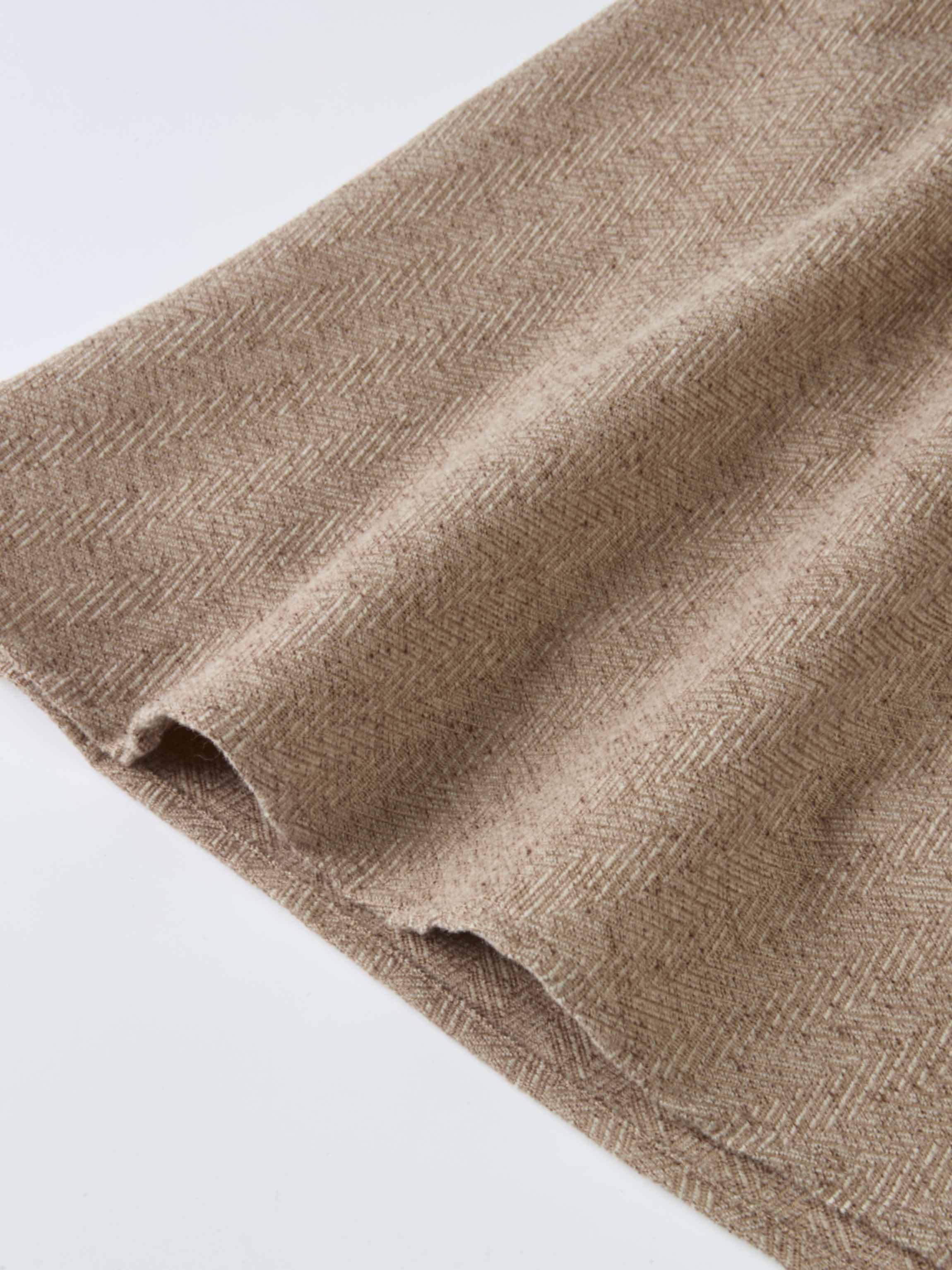 Curved Seam Full Skirt - Camel Herringbone