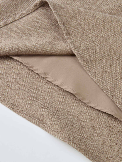 Curved Seam Full Skirt - Camel Herringbone