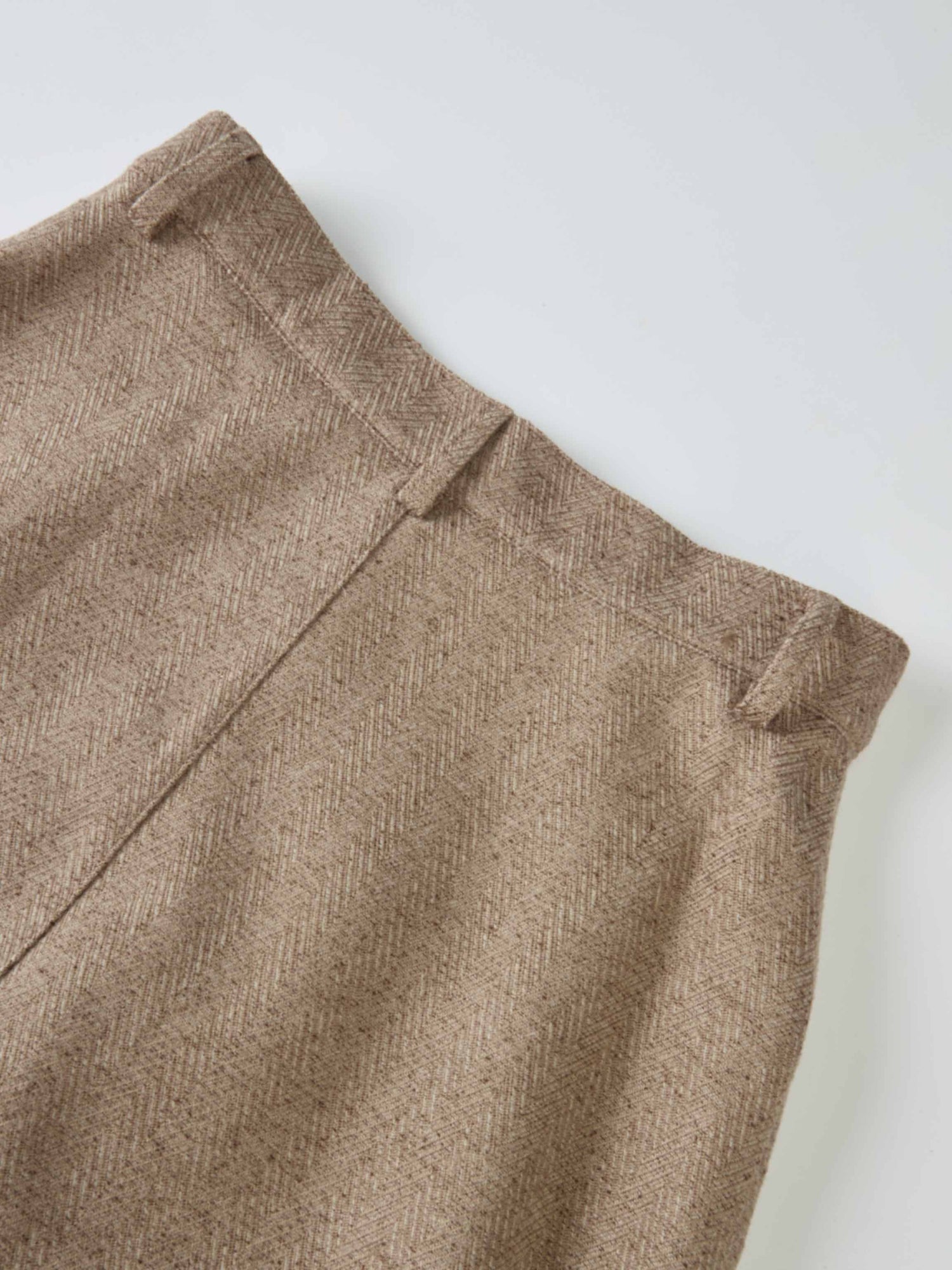Curved Seam Full Skirt - Camel Herringbone