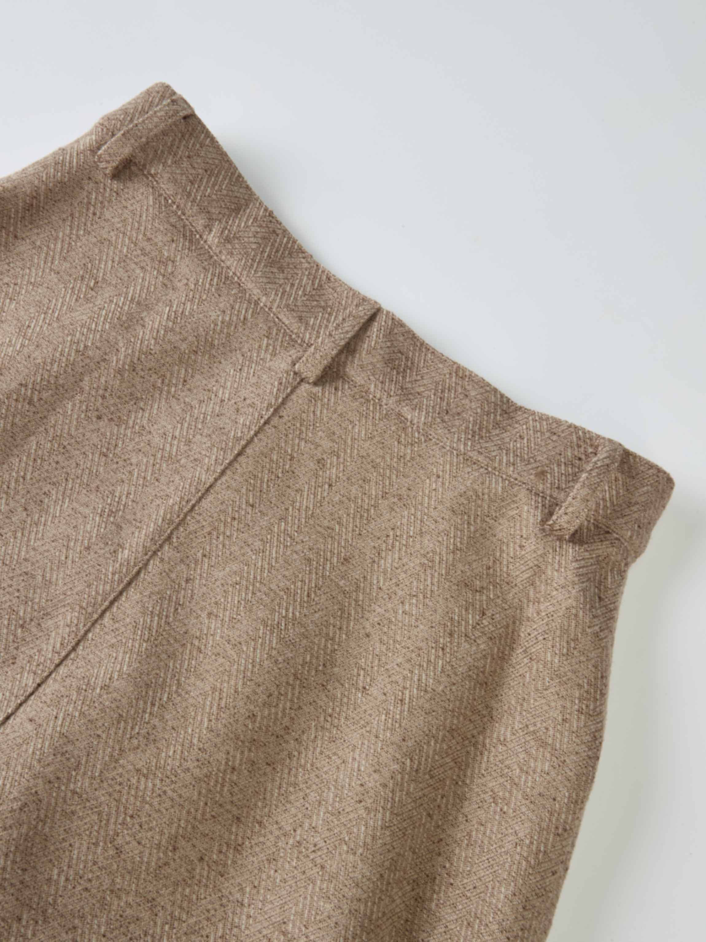 Curved Seam Full Skirt - Camel Herringbone