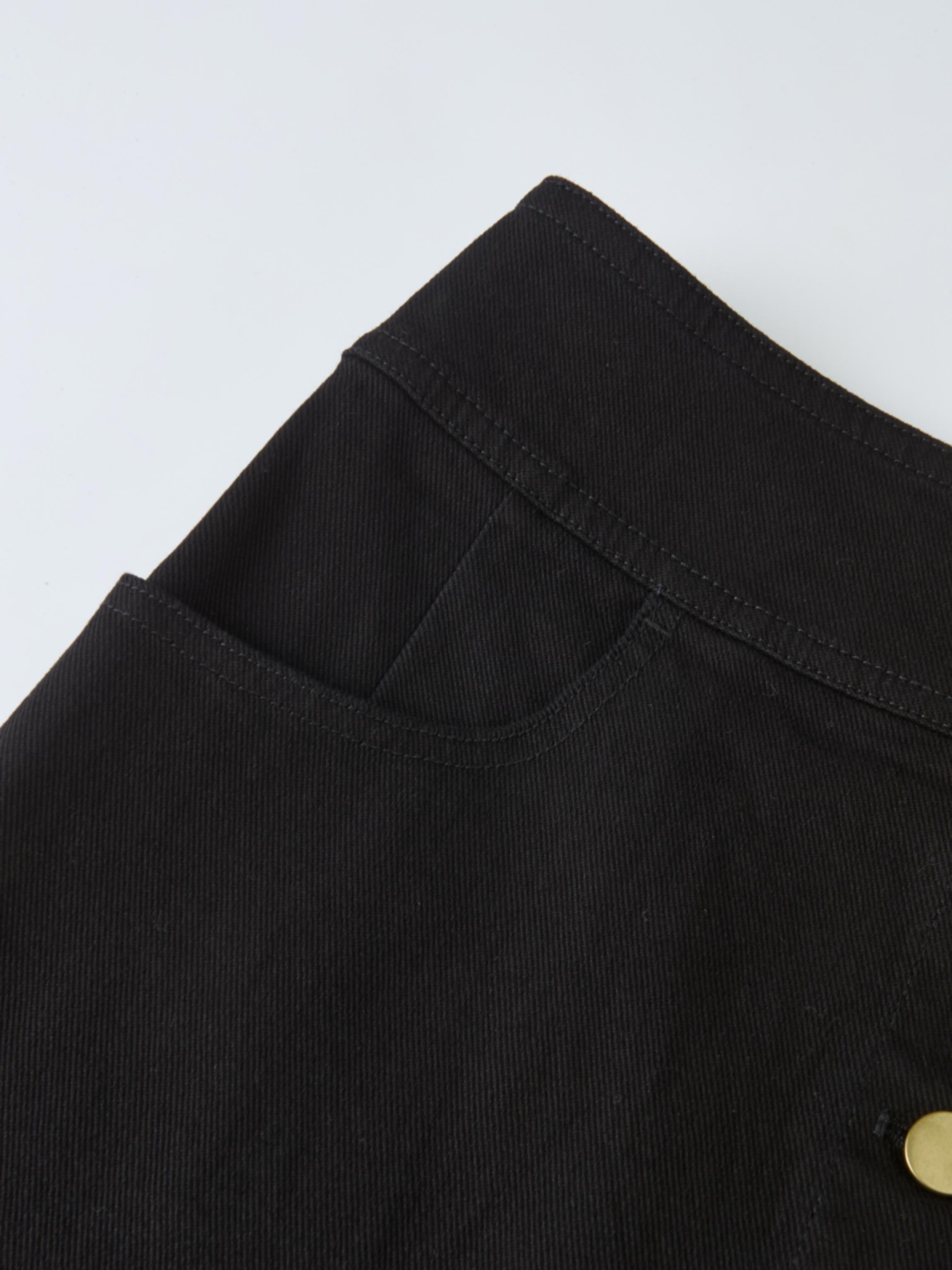 Button Down Straight Denim Skirt - Black