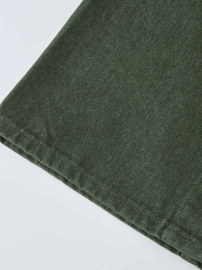Button Down Straight Denim Skirt - Olive
