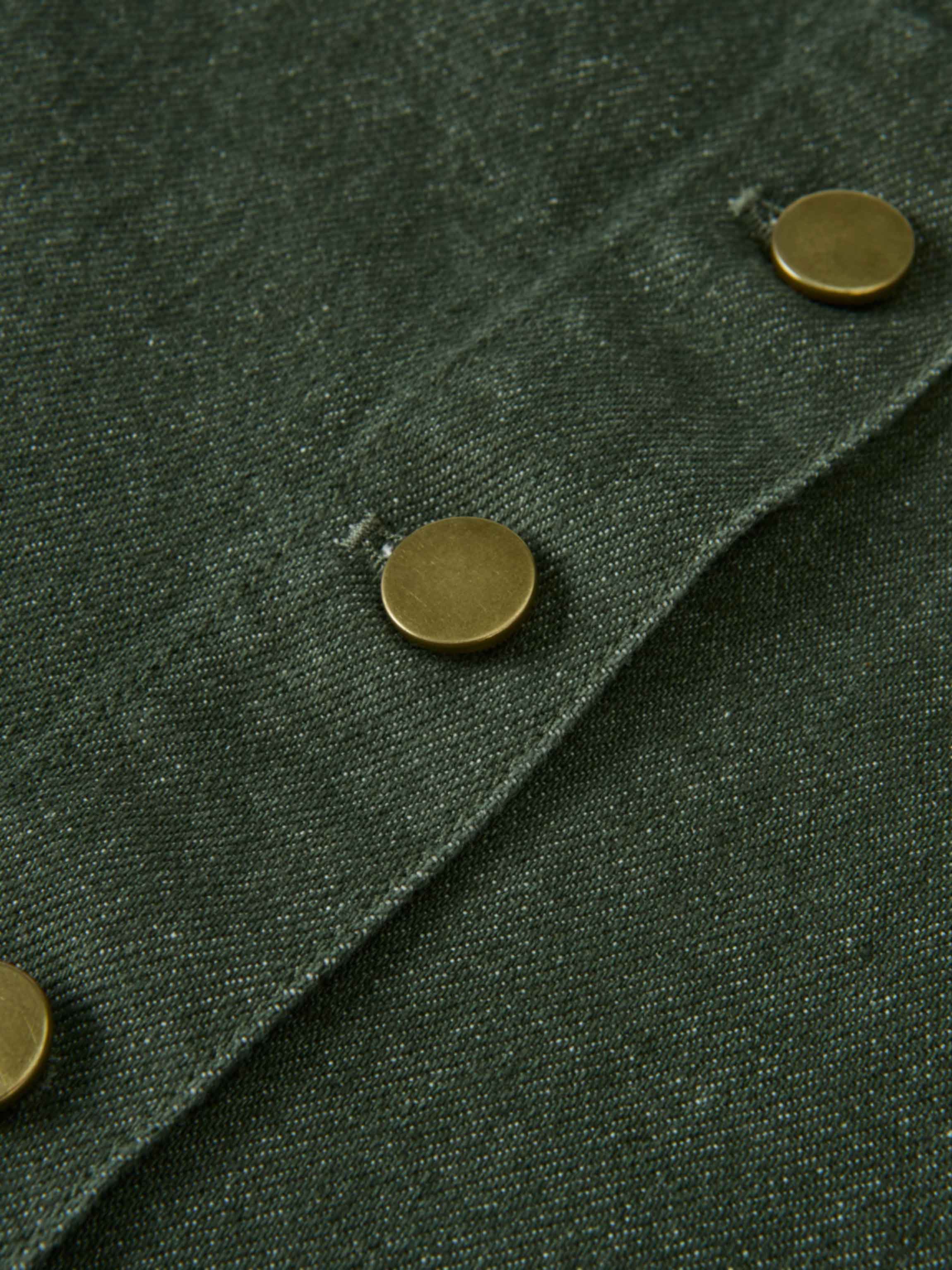 Button Down Straight Denim Skirt - Olive
