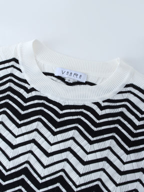 Wave Stripe Sweater-Black/White