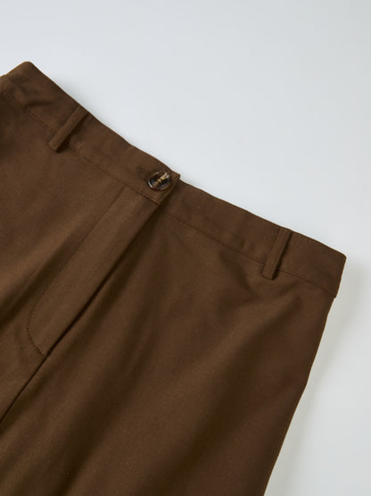 Pleat Back Skirt - Brown