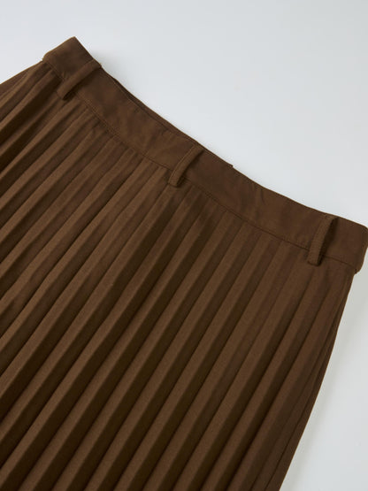 Pleat Back Skirt - Brown