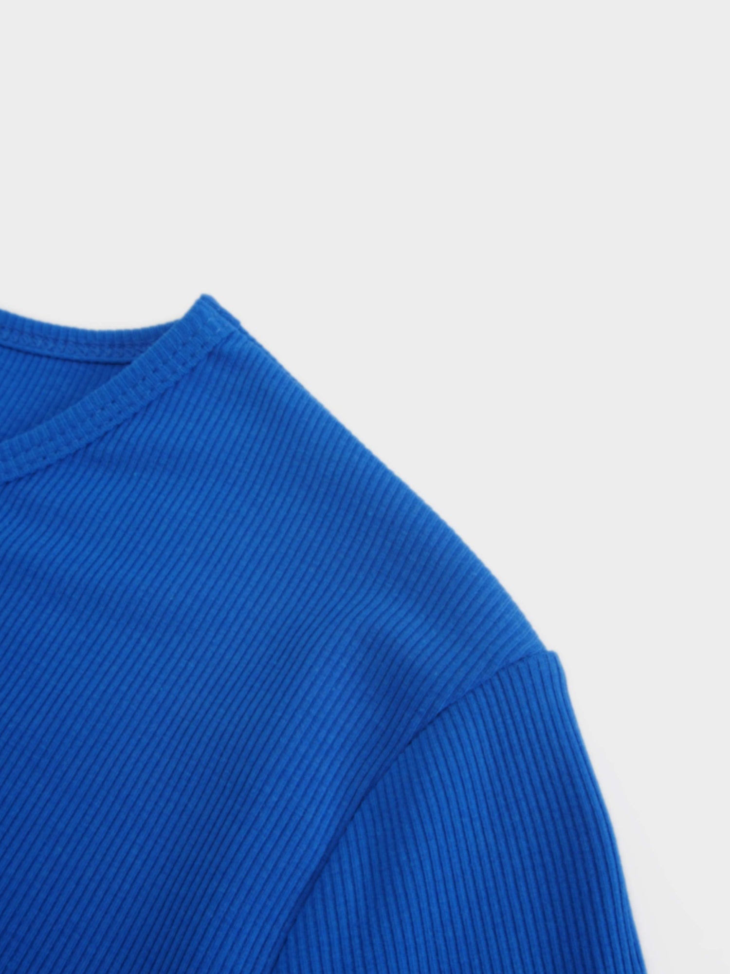 Soft Ribbed High V Tee-Cobalt Blue