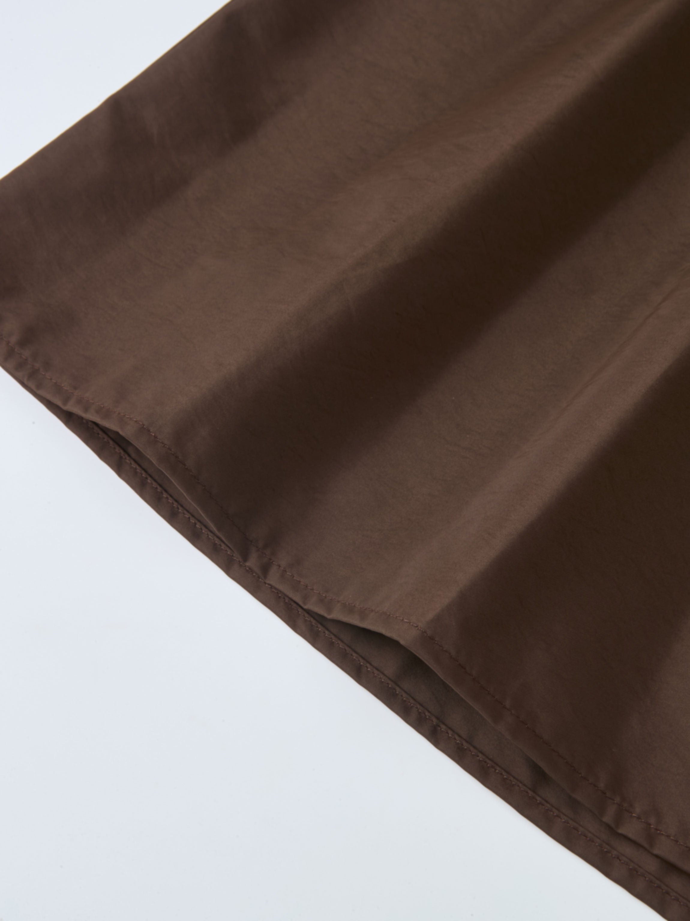 Elastic Waist Taffeta Skirt - Brown