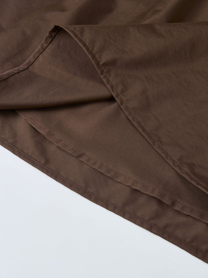 Elastic Waist Taffeta Skirt - Brown