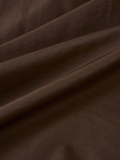 Elastic Waist Taffeta Skirt - Brown