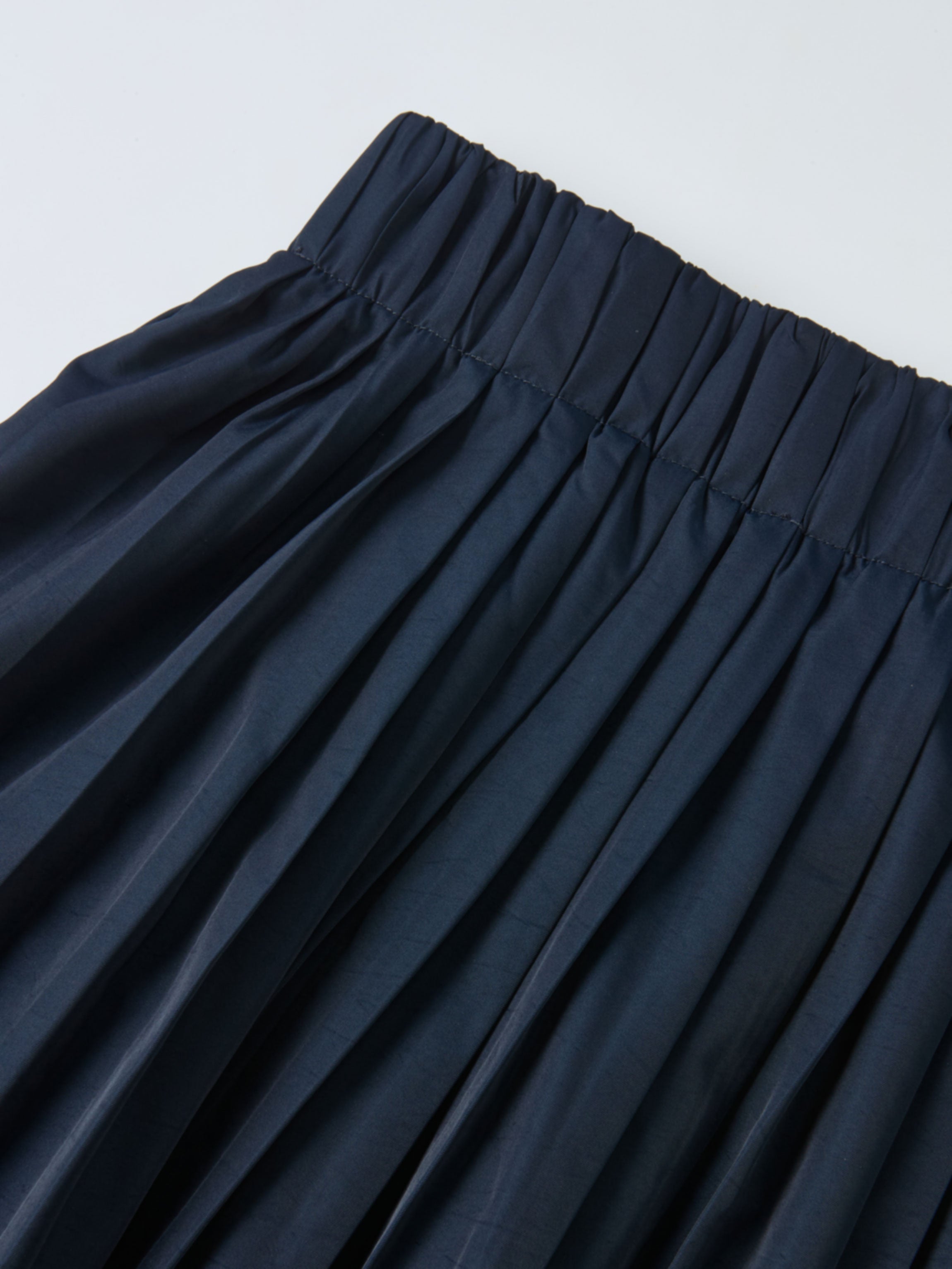 Elastic Waist Taffeta Skirt - Navy