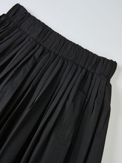 Elastic Waist Taffeta Skirt - Black