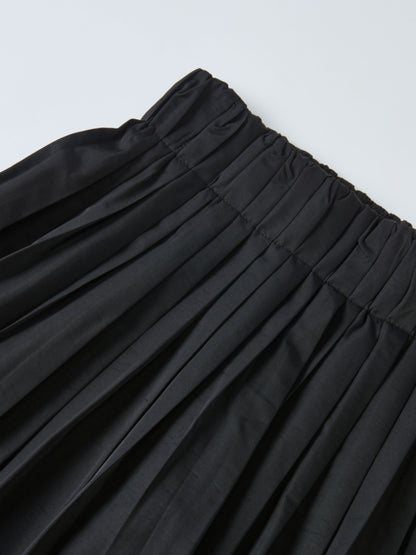 Elastic Waist Taffeta Skirt - Black