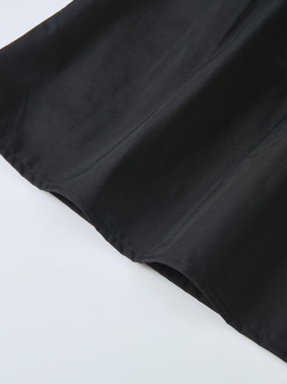 Elastic Waist Taffeta Skirt - Black
