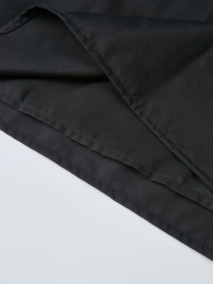 Elastic Waist Taffeta Skirt - Black
