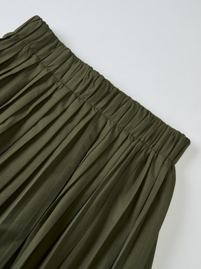 Elastic Waist Taffeta Skirt - Olive