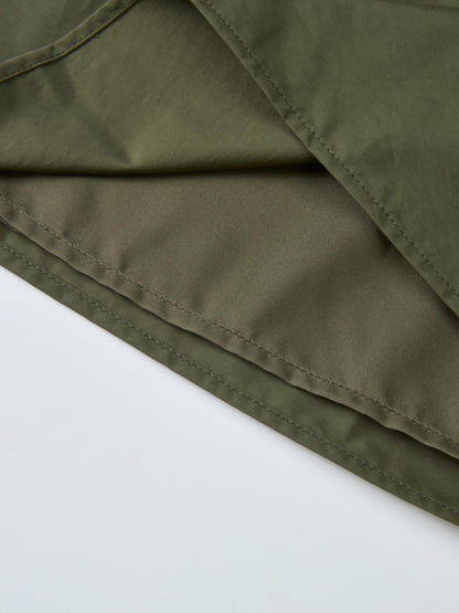 Elastic Waist Taffeta Skirt - Olive