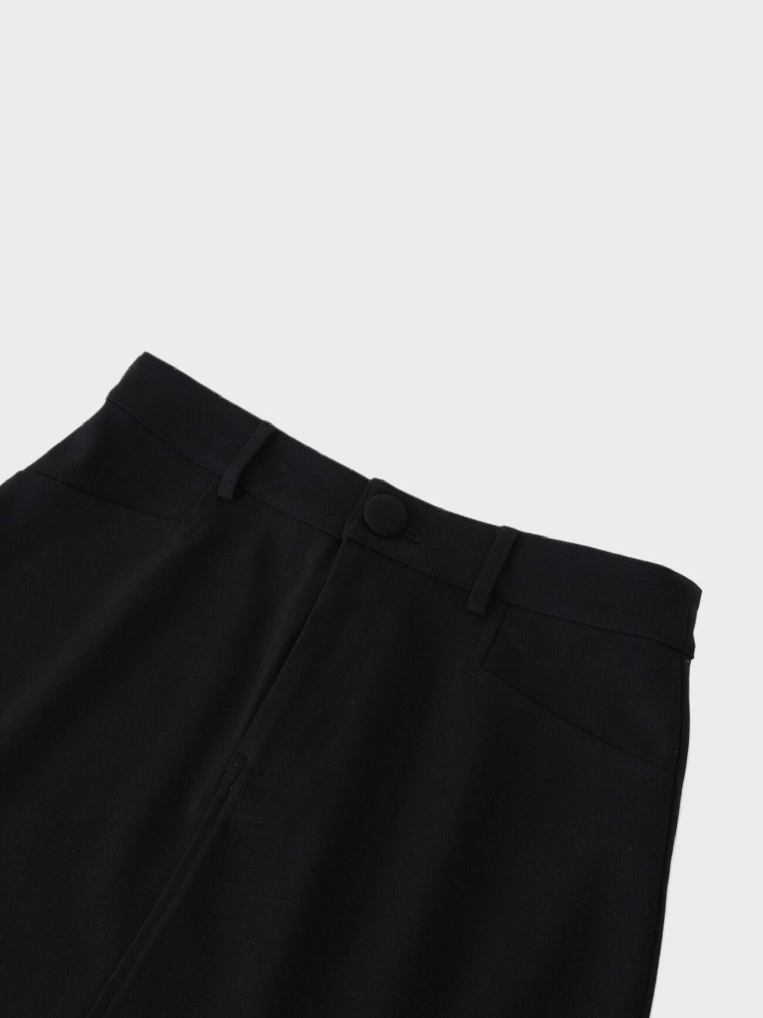 Deep V Wool Skirt-Black