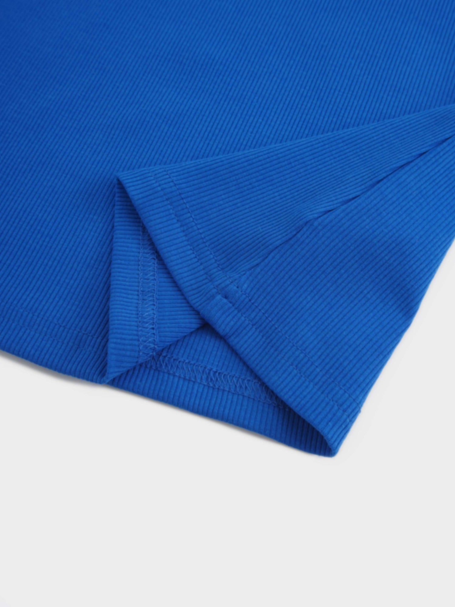 Soft Ribbed High V Tee-Cobalt Blue