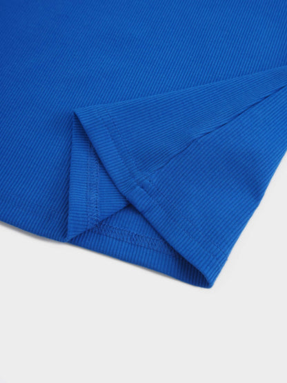 Soft Ribbed High V Tee-Cobalt Blue