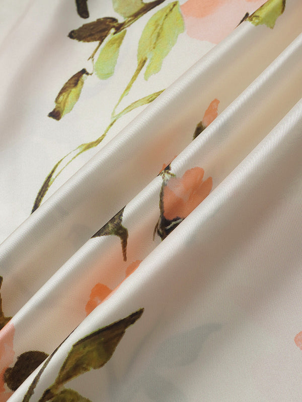 Print Slip Skirt-Peach Floral