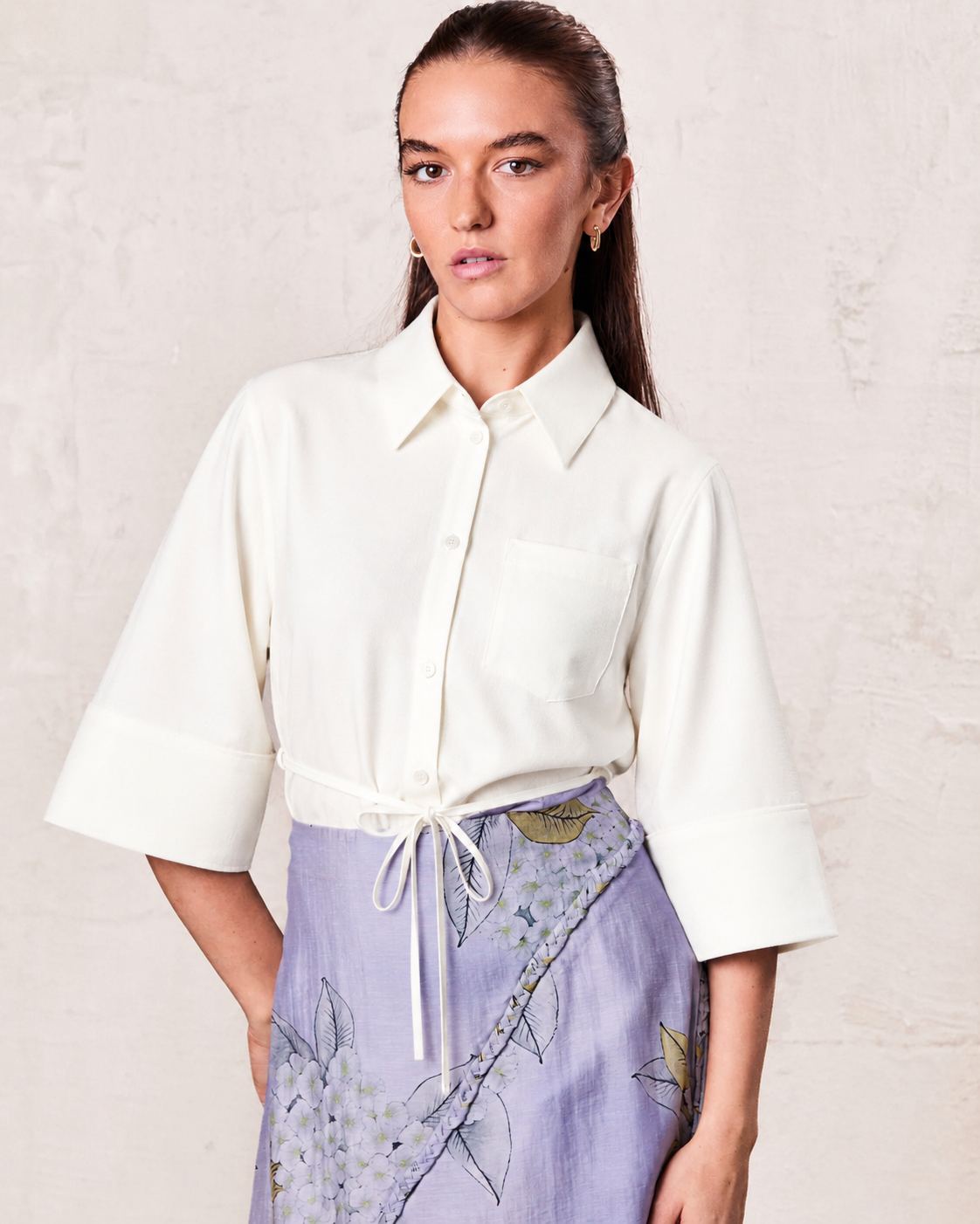 Tie Back Blouse-White