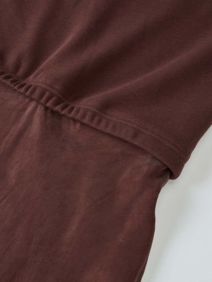 Cupro Bottom Sweatshirt Dress-Brown