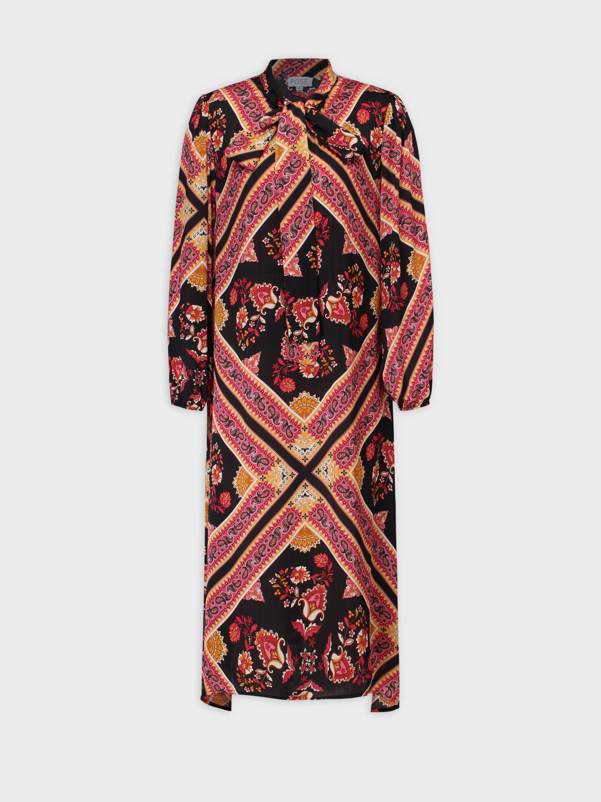 Tie Front Shirtdress-Paisley Bandana