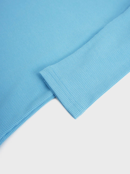 Soft Ribbed High V Tee-Sky Blue