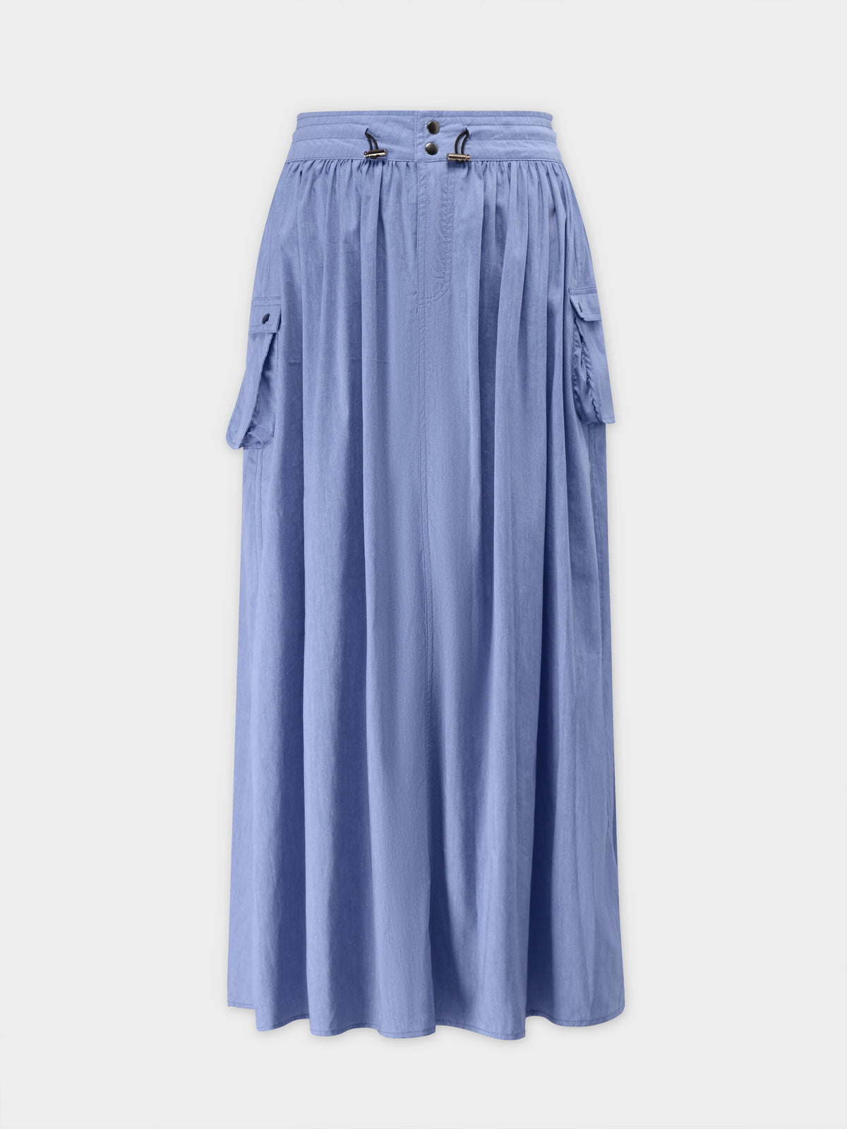 Falda con tirador en la cintura-Chambray Azul
