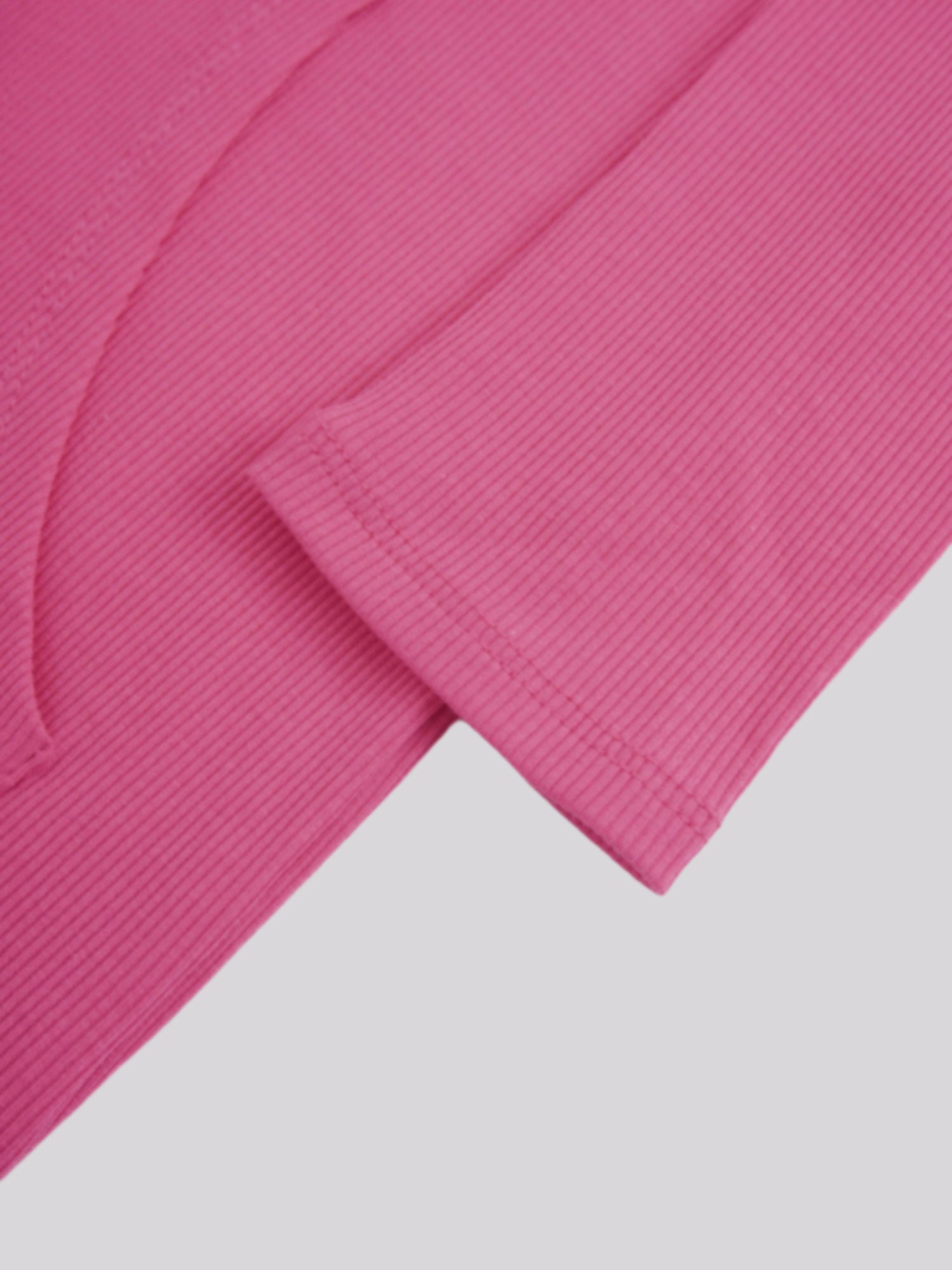 Ribbed Half Zip Hoodie Tee-Hot Pink