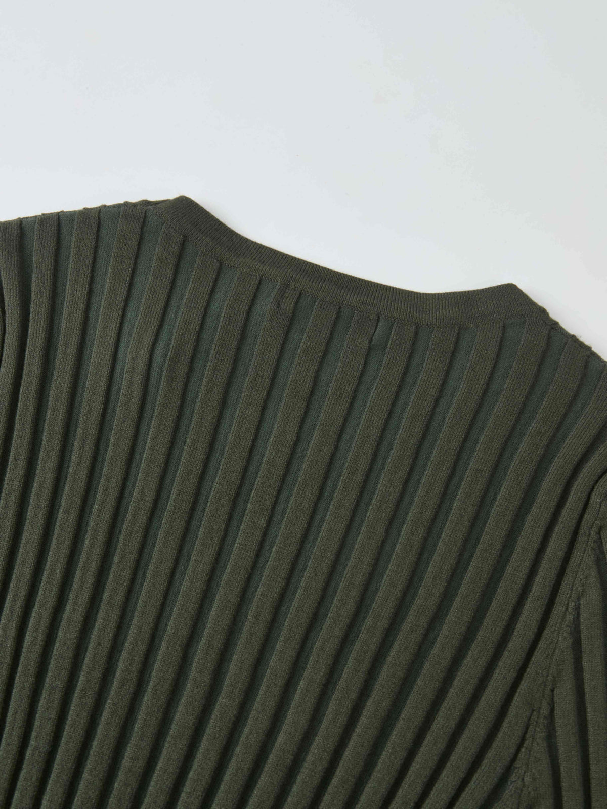Ribbed Crew Neck Sweater - Green