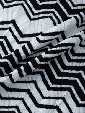 Wave Stripe Sweater-Black/White