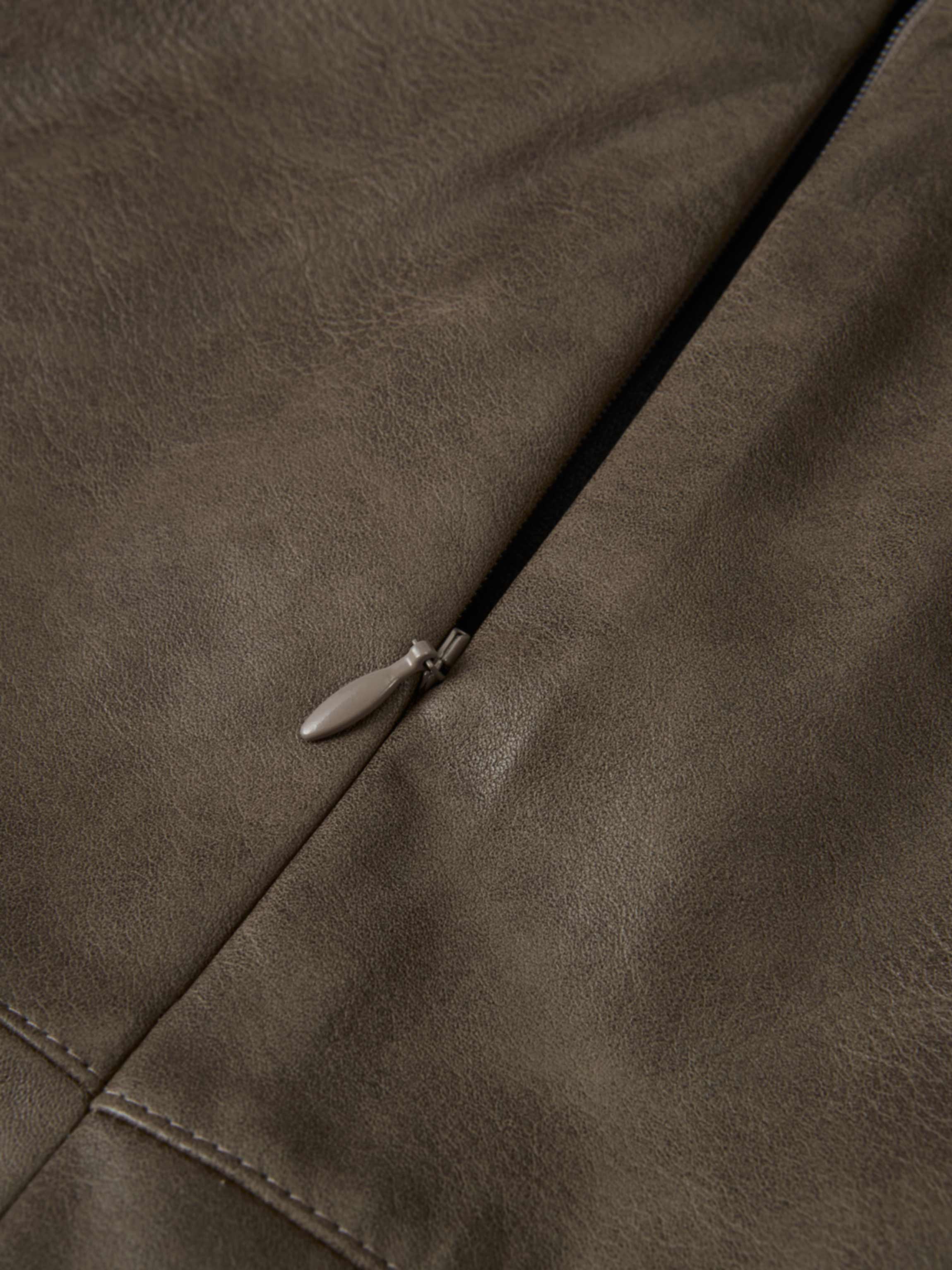 Smoked Faux Leather Skirt - Taupe