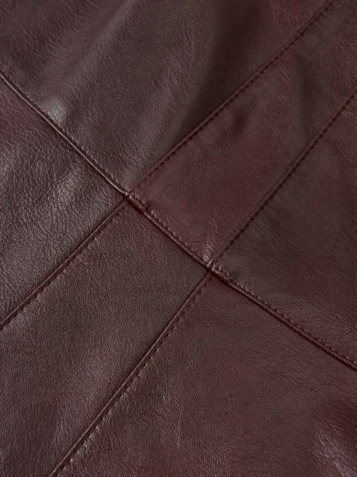 Smoked Faux Leather Skirt - Burgundy