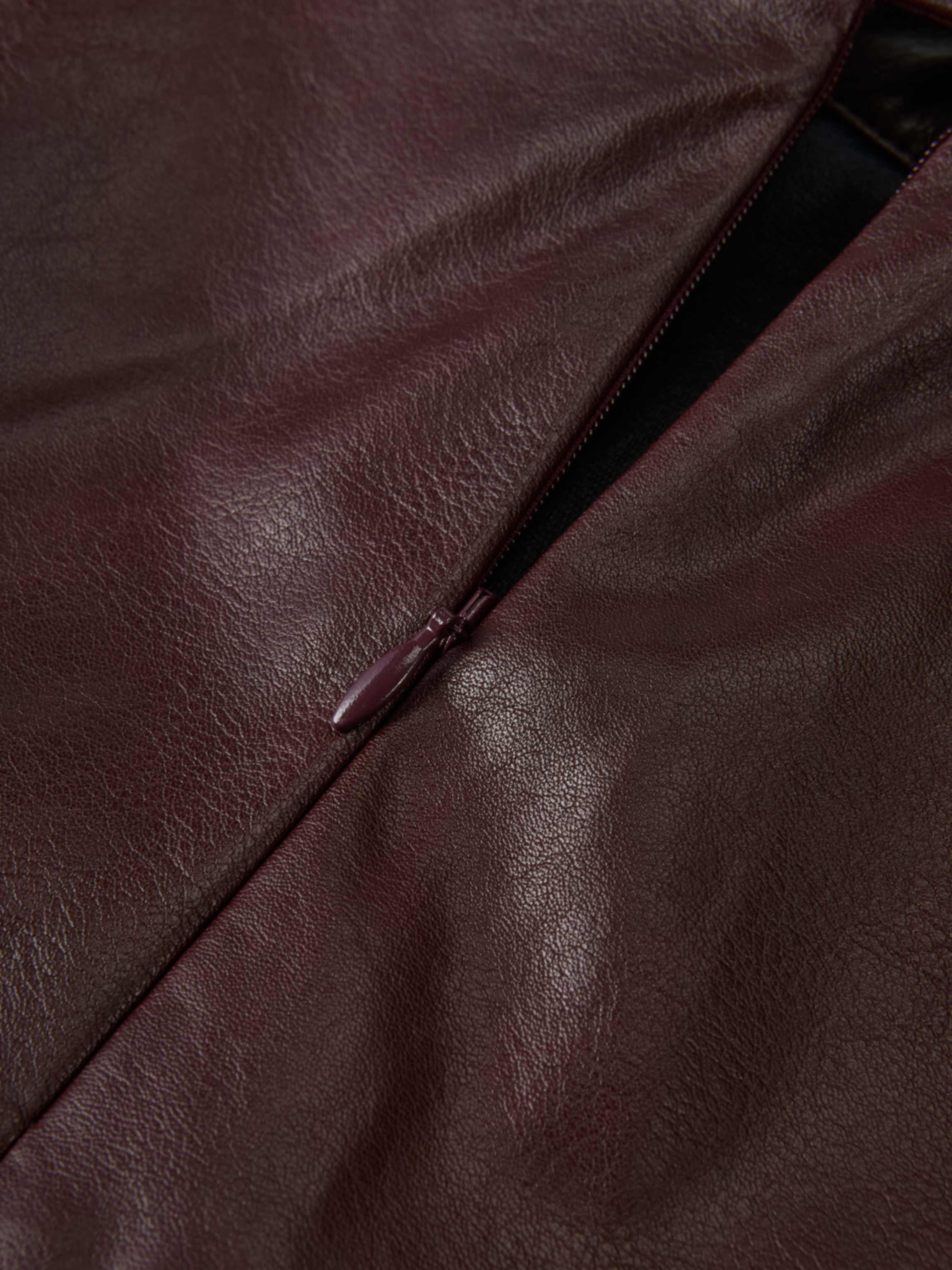 Smoked Faux Leather Skirt - Burgundy