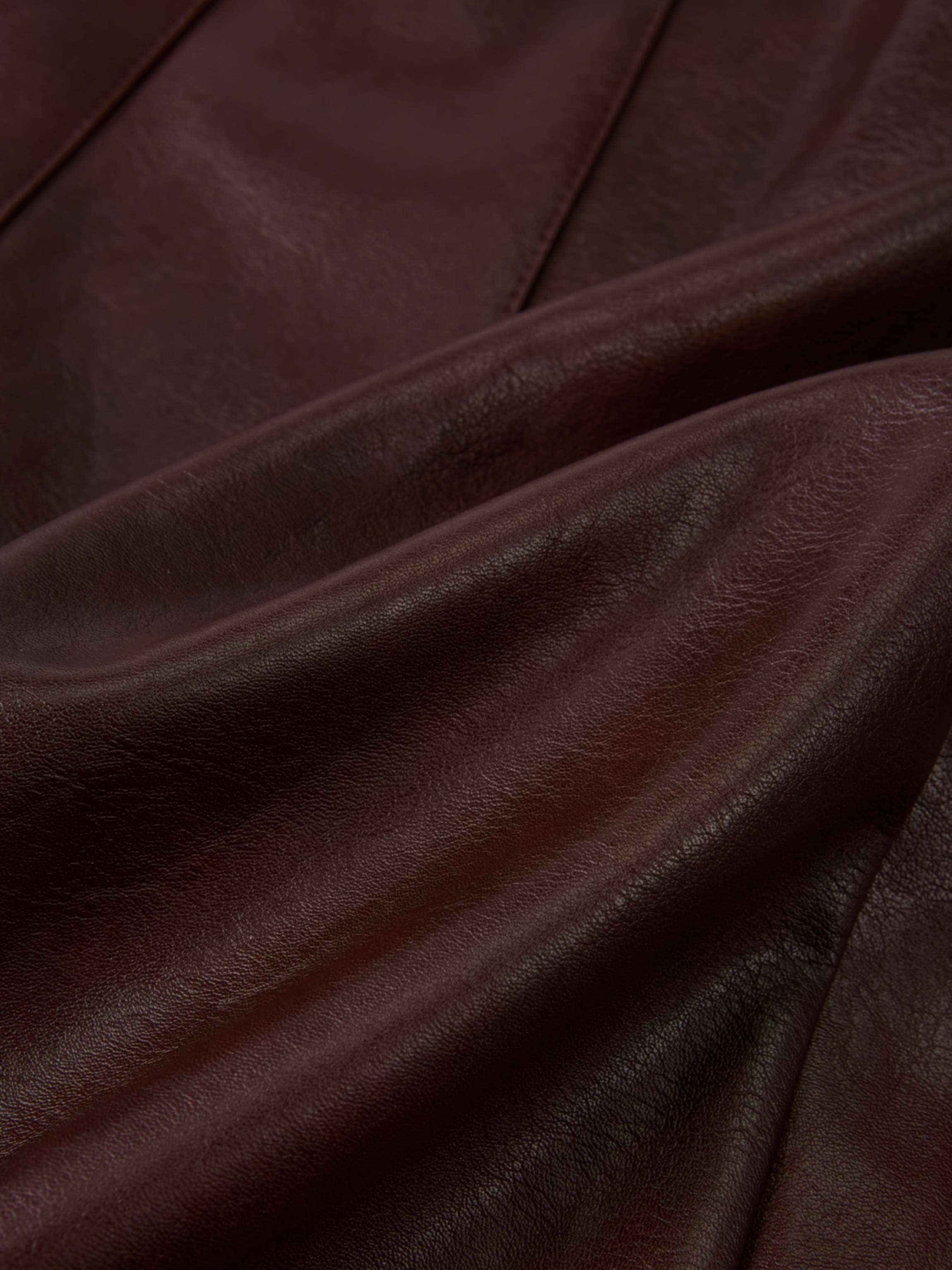 Smoked Faux Leather Skirt - Burgundy