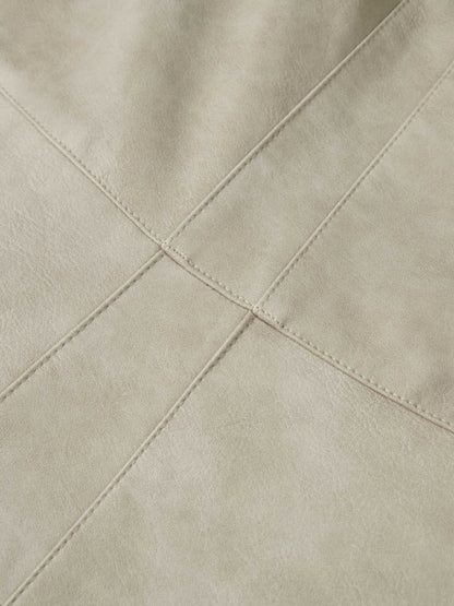 Smoked Faux Leather Skirt - Stone