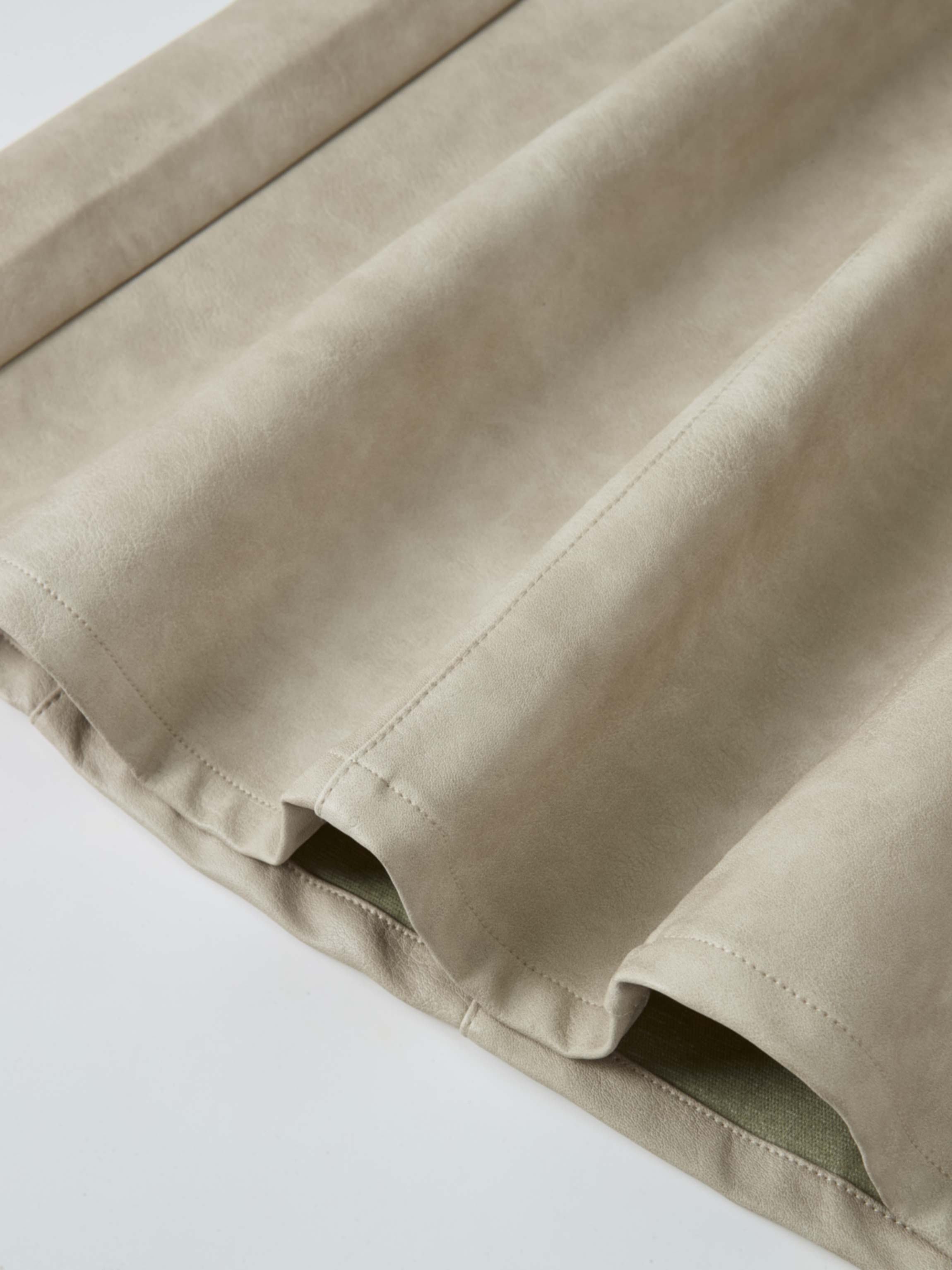 Smoked Faux Leather Skirt - Stone