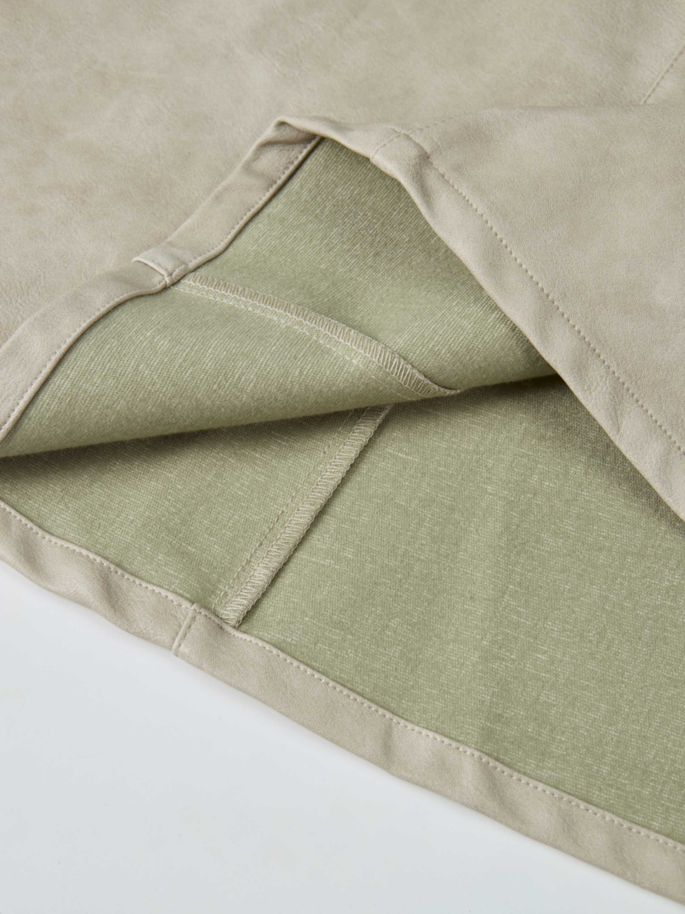 Smoked Faux Leather Skirt - Stone
