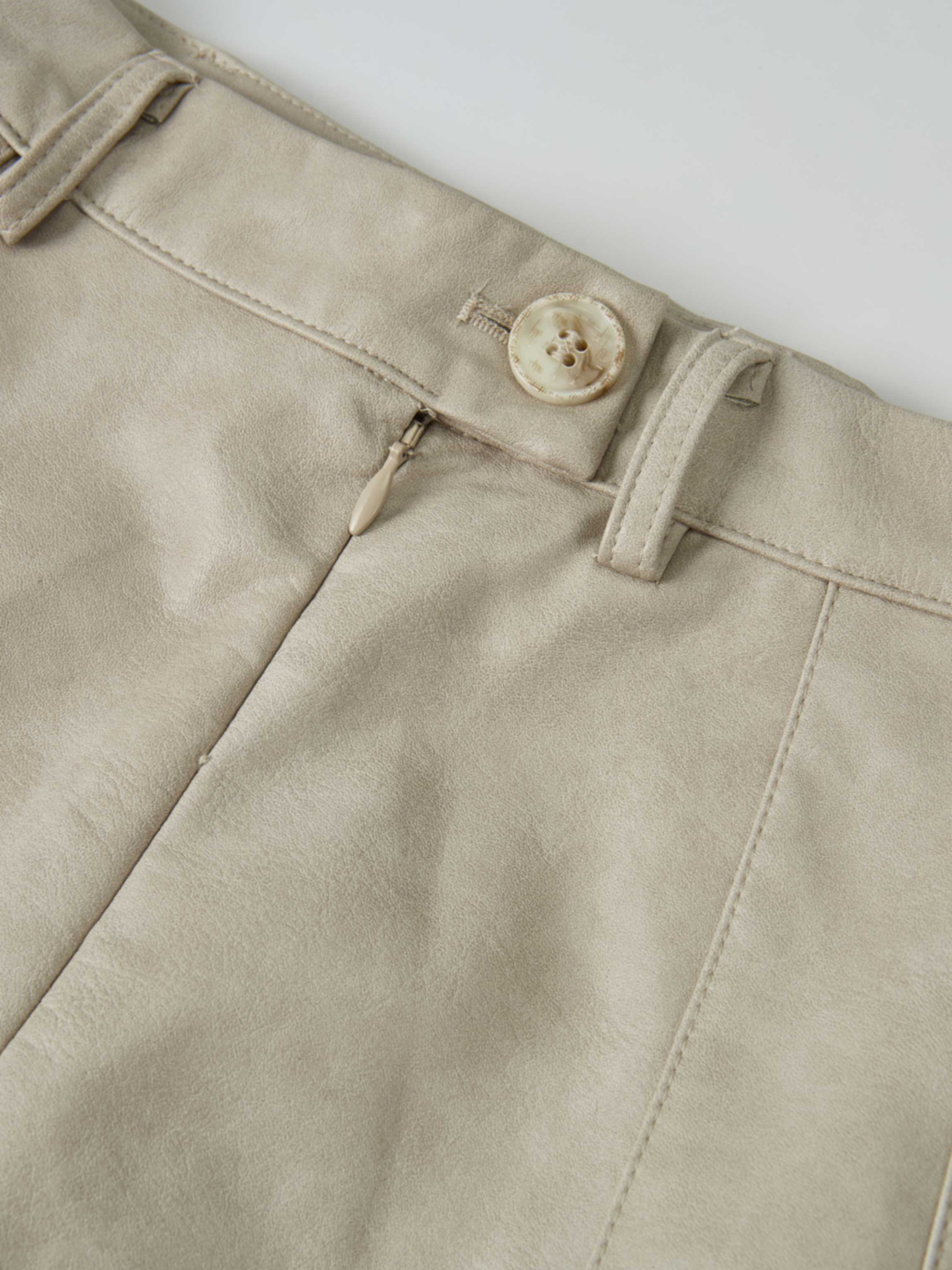 Smoked Faux Leather Skirt - Stone