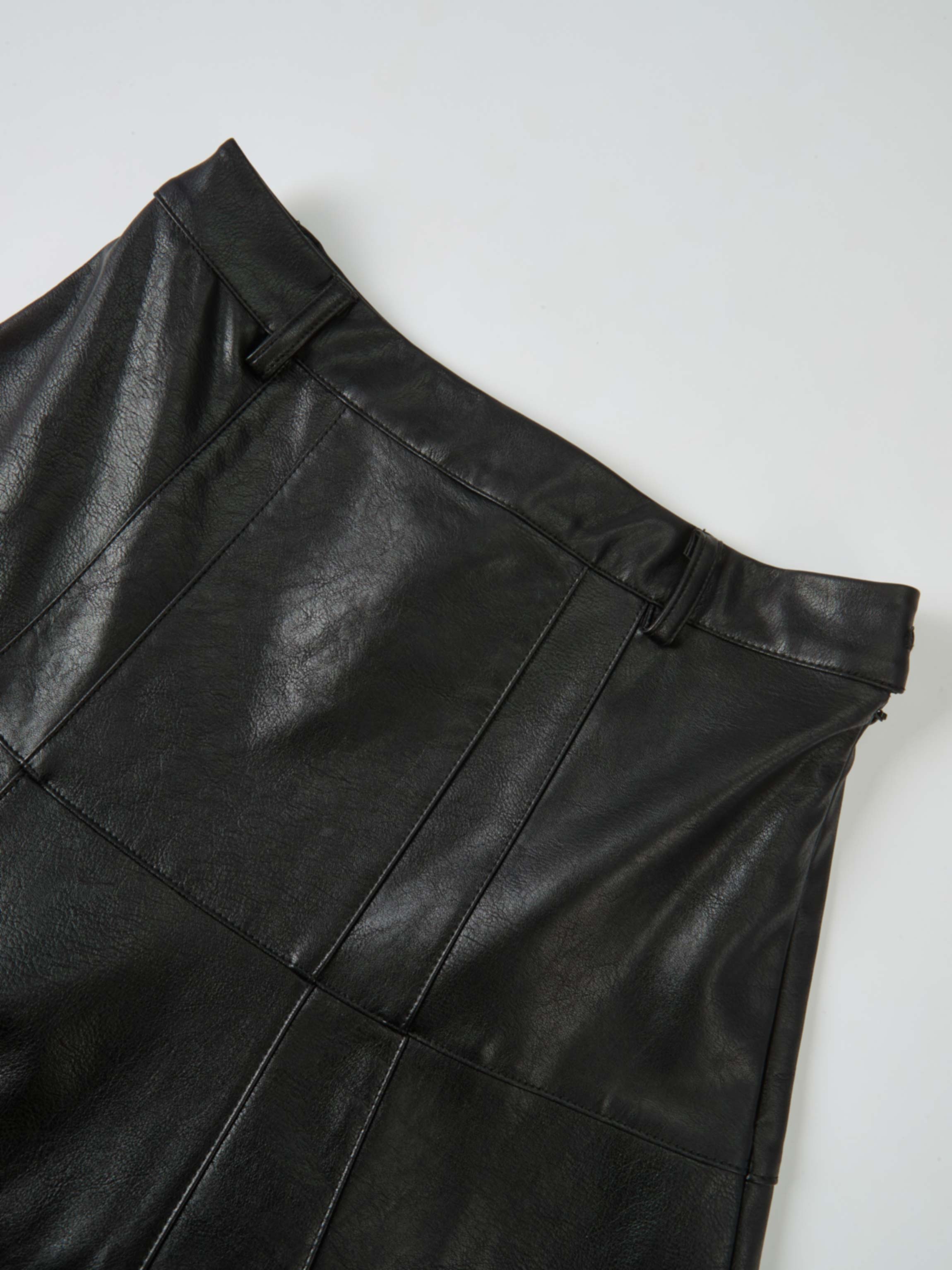 Smoked Faux Leather Skirt - Black