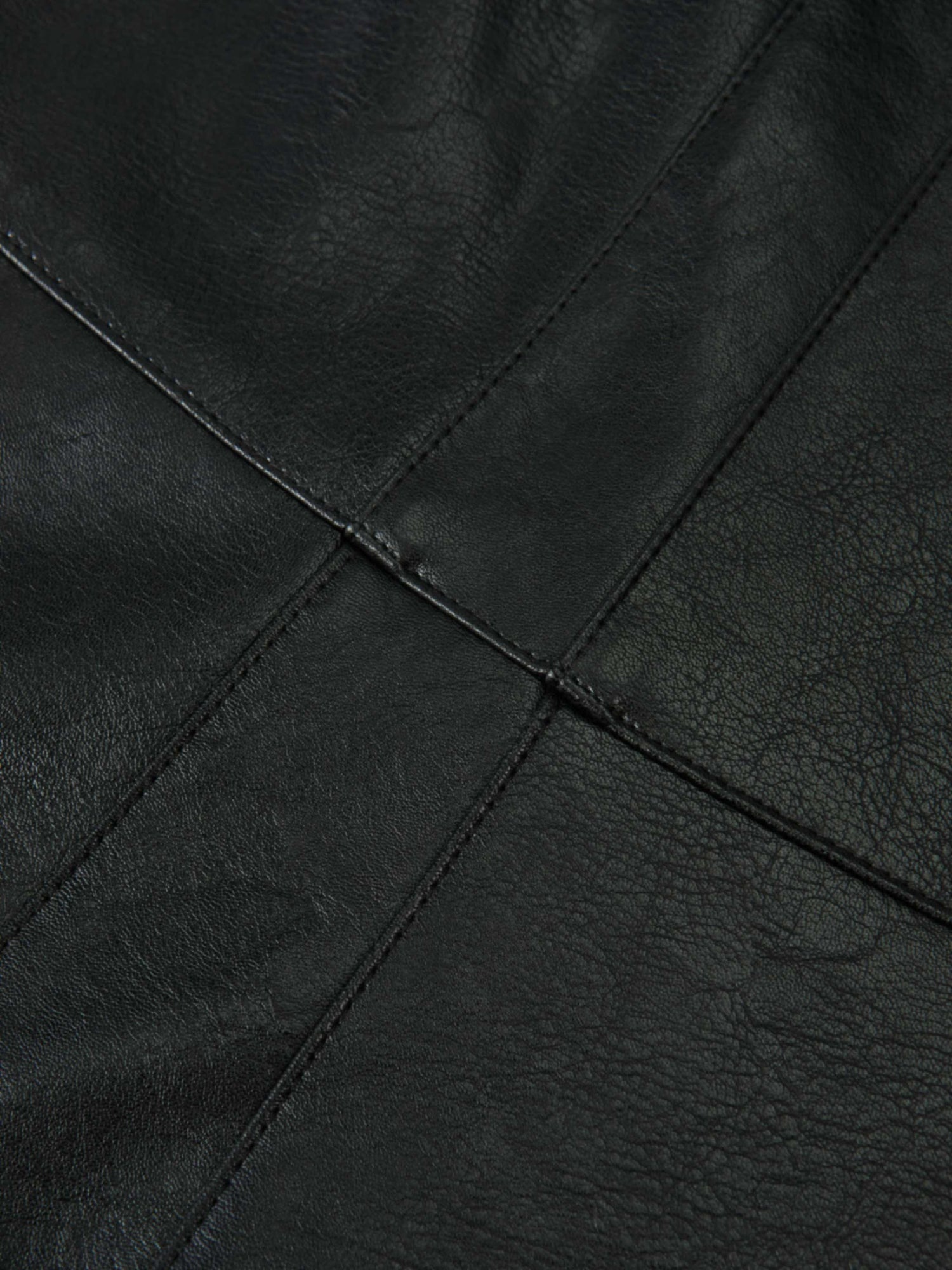 Smoked Faux Leather Skirt - Black