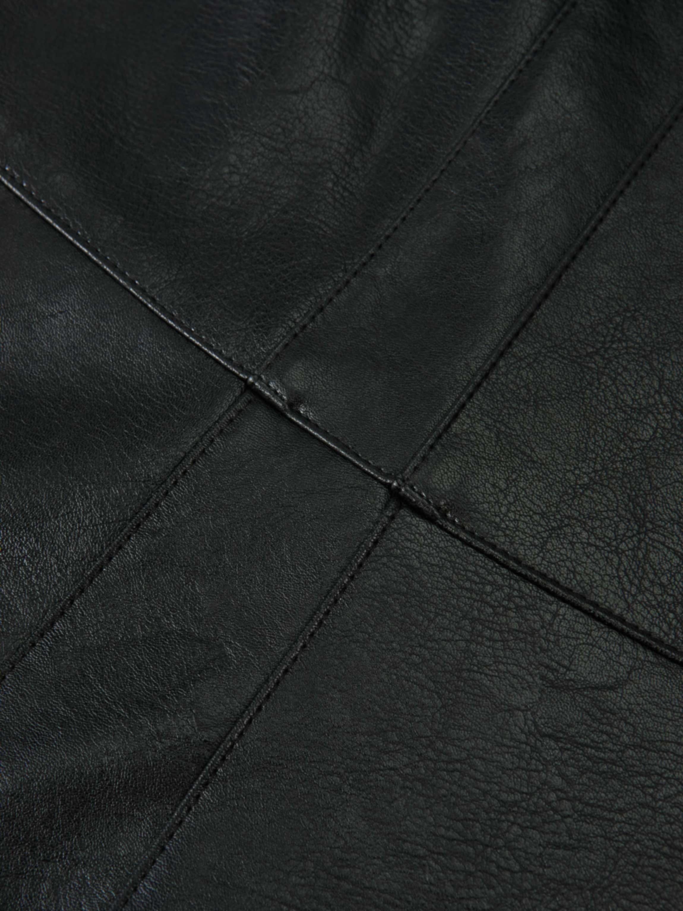Smoked Faux Leather Skirt - Black