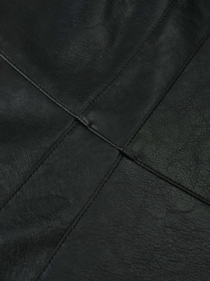 Smoked Faux Leather Skirt - Black