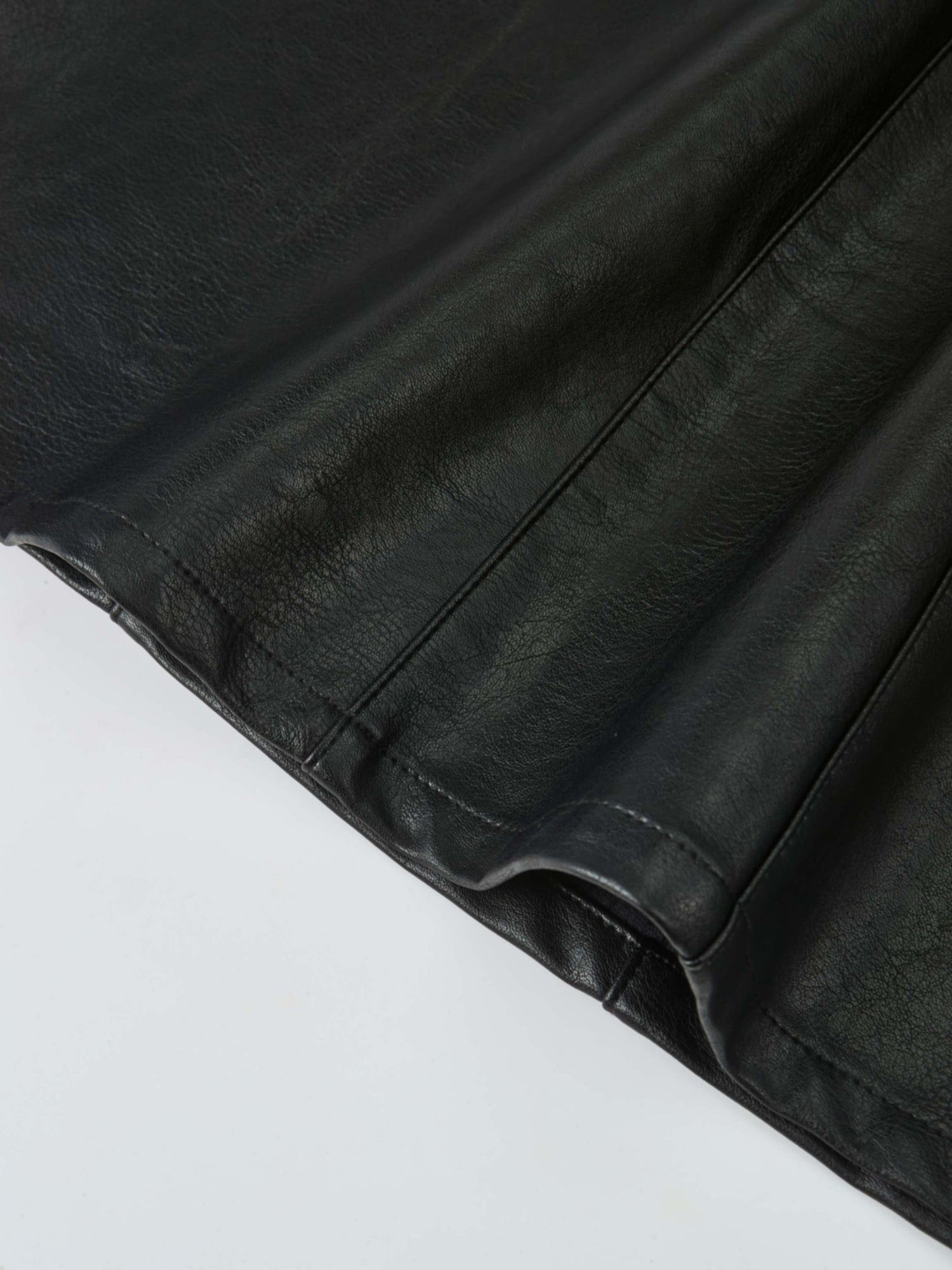 Smoked Faux Leather Skirt - Black