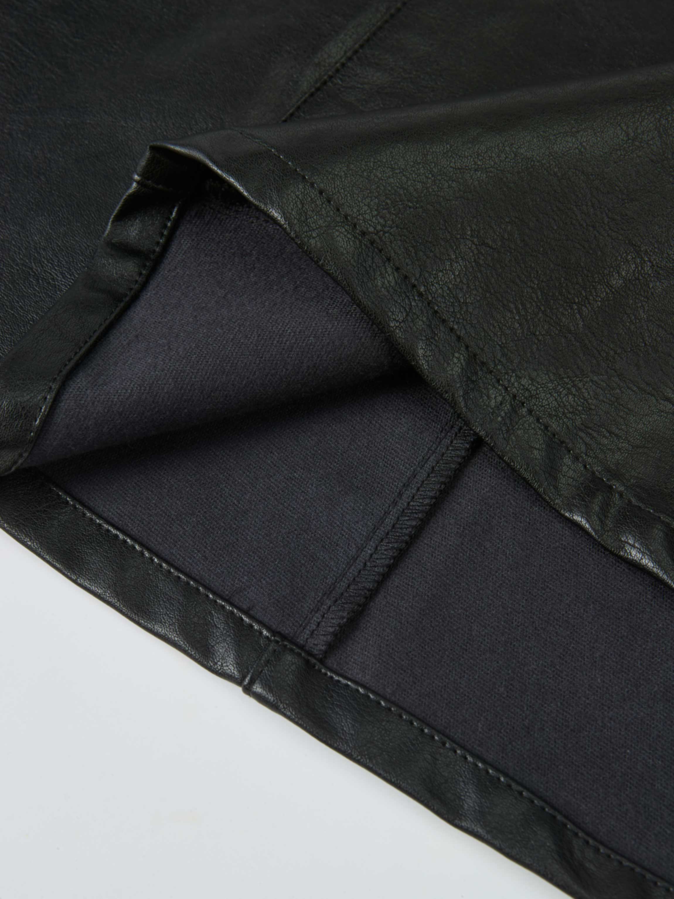 Smoked Faux Leather Skirt - Black